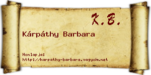 Kárpáthy Barbara névjegykártya